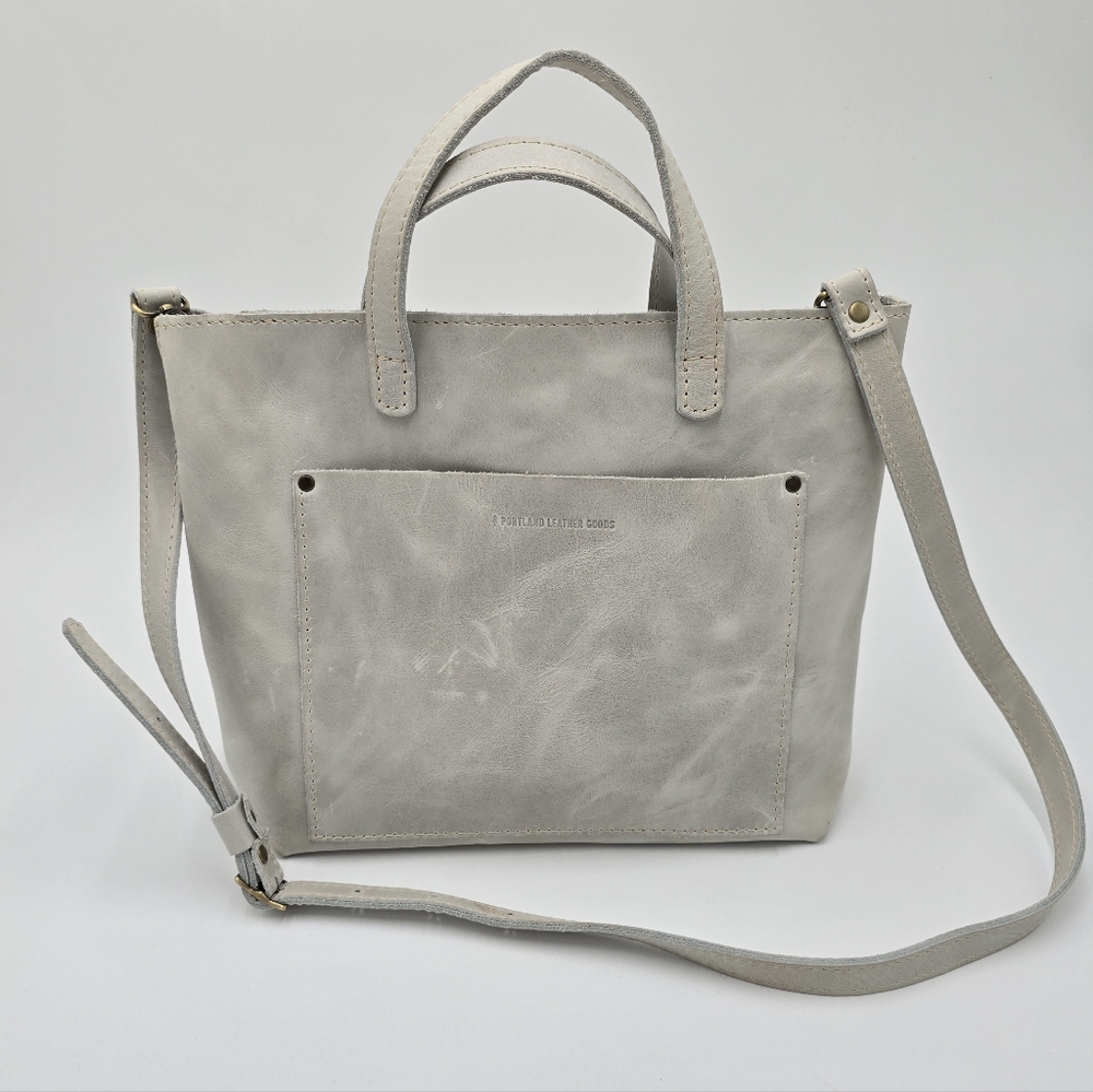 Light Gray Leather Tote Bag